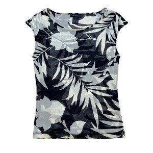 Y2K The Limited‎ Womens XS Micro Mesh Floral Print Sheer Top XS